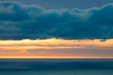 Obraz premium Blue sky and clouds at sunset. Background sky. Nature