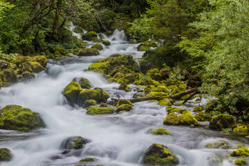 Fototapeta na wymiar Gljun stream near Bovec village, Slovenia