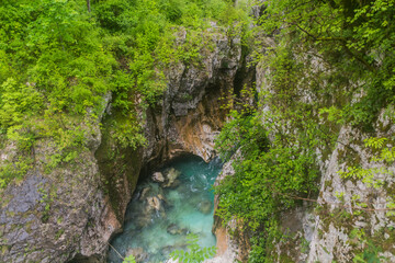 Soca river gorge near Bovec village, Slovenia