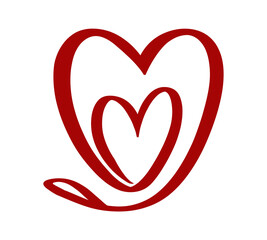 Two valentines day hearts isolated on white background