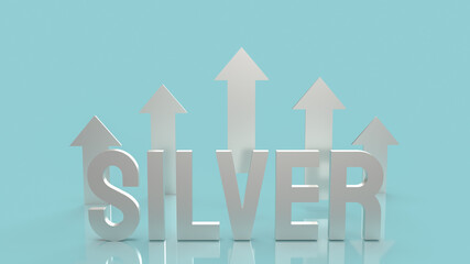 The silver text  for background business content 3d rendering