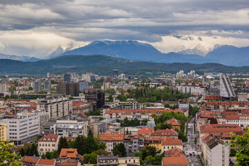 Naklejka na ściany i meble Aerial view of Ljubljana, Slovenia
