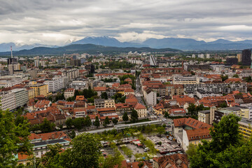 Fototapeta na wymiar Aerial view of Ljubljana, Slovenia