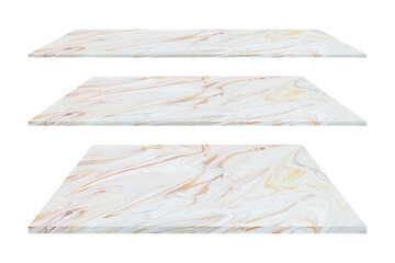 marble shelves isolated on white background.