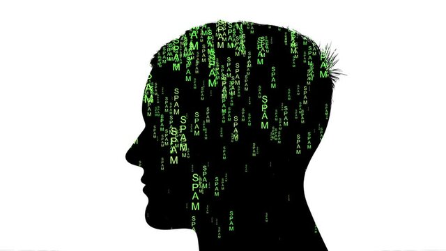 Silhouette of man spam concept