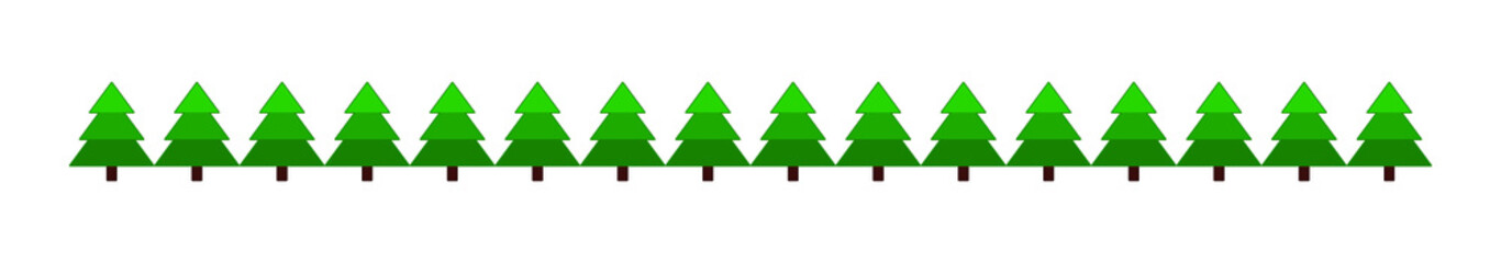 border frame from green fir trees isolated on white background, vector 