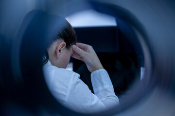 Tired and very exhausted business woman.-A hard day full of upheavals in her projects