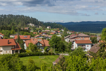 Fototapeta na wymiar View of Planina village near Postojna, Slovenia