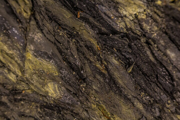 Mercury-rich mineral in an abandoned mercury mine in Idrija, Slovenia.