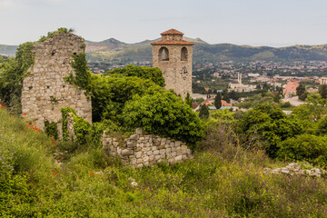Clock tower at an ancient settlement Stari Bar, Montenegro