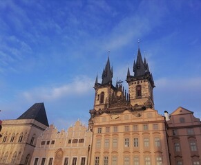 Naklejka na ściany i meble Tyn church on the Old town Square in the heard of the Prague city
