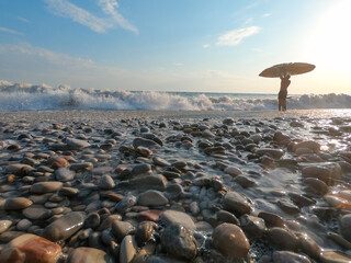 Fototapeta premium Surfer enjoying on the sunset
