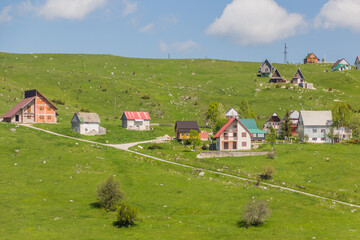 Fototapeta na wymiar Houses of Zabljak village, Montenegro.