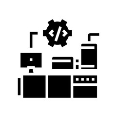 industrial equipment debugging glyph icon vector. industrial equipment debugging sign. isolated contour symbol black illustration