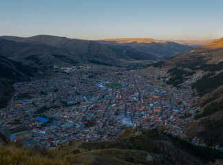 sunset in the city of Huancavelica Peru