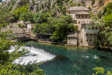Fototapeta na wymiar Tekija house and Buna river in Blagaj village near Mostar, Bosnia and Herzegovina