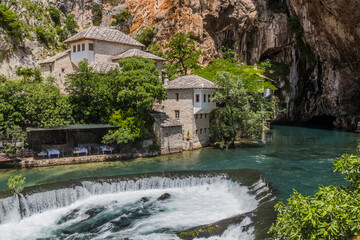Tekija house and Buna river in Blagaj village near Mostar, Bosnia and Herzegovina