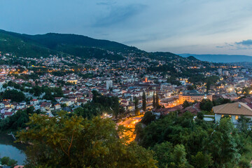 Obraz premium Evening aerial view of Sarajevo. Bosnia and Herzegovina