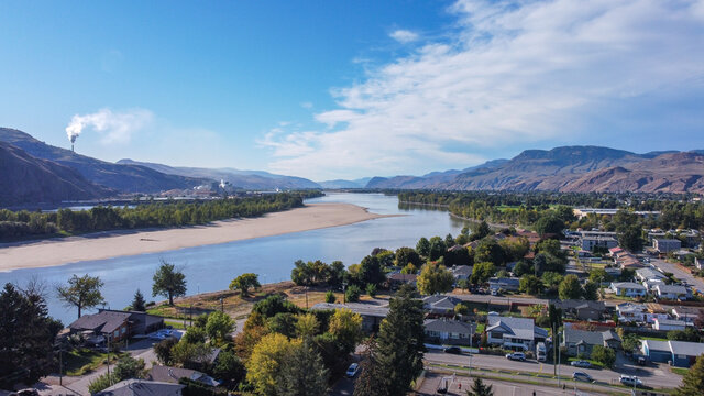 view over suburb and river