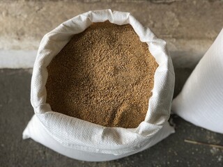 Pellet animal feed in plastic bag