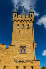 Fototapeta na wymiar Tower of Hohenzollern Castle in the state of Baden-Wuerttemberg, Germany