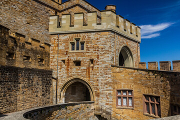 Gate of Hohenzollern Castle in the state of Baden-Wuerttemberg, Germany