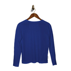 This professional Back View Classy Long Sleeve T Shirt Mockup In Deep Ultramarine Color With...