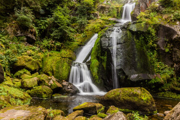 One of Triberg Waterfalls steps in the Black Forest region in , Baden-Wuerttemberg, Germany