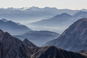 View of mountains from the peak of Zugspitze, Germany