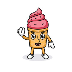 Cute ice cream cone mascot design