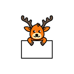 Cute baby deers animal mascot logo