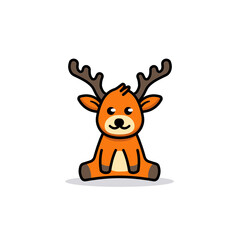 Cute baby deers animal mascot logo