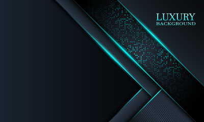 Luxury banner background with dark navy and stripes overlapping layer and blue lines.
