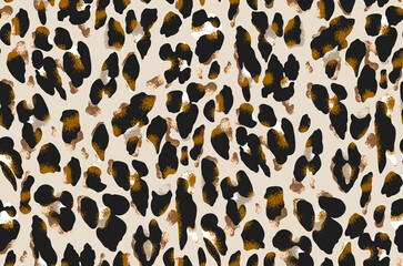 Seamless leopard heart pattern, animal print.