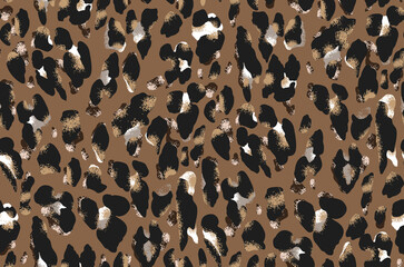 Seamless leopard heart pattern, animal print.