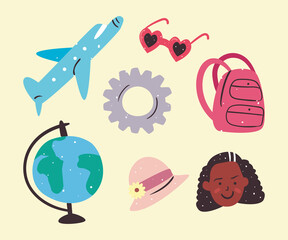 cute miscellaneous icon group vector design