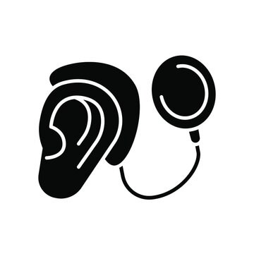 Cybernetics, Cochlear Implant Vector Illustration. Simple Solid Style For Web And App. Hearing Therapy Concept. EPS 10