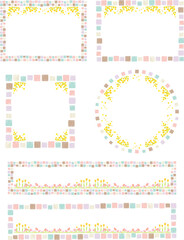 手描きミモザ　水彩モザイクフレームセット