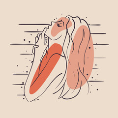 sexy woman cartoon with lines vector design