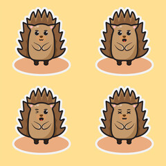 Cartoon illustration of a cute little porcupine. Cute hedgehog cartoon. Cartoon happy hedgehog.