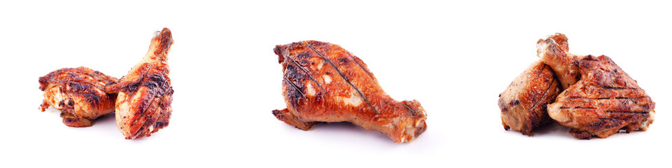 grilled chicken legs on a white background.