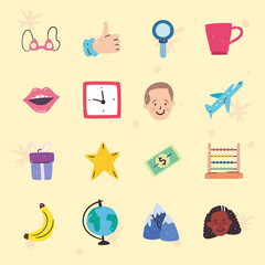 cute miscellaneous icon bundle vector design