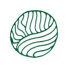 dark green outline circle shape. Abstract doodle noodle wool gummy art. Hand drawn vector. Abstract background isolated on white background. Logo, wallpaper, cover, banner, poster, sign or symbol. 