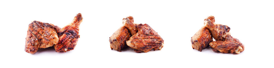 grilled chicken, chicken legs isolated on white background