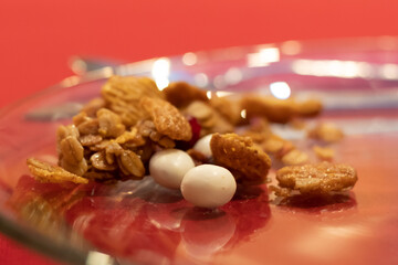 yummy appetizer snack mix; trail mix