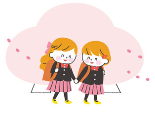 小学生　女の子　制服　白肌