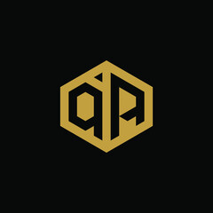Initial letter QA hexagon logo design vector