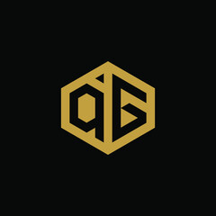 Initial letter QG hexagon logo design vector