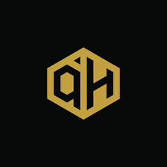 Initial letter QH hexagon logo design vector