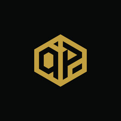 Initial letter QP hexagon logo design vector